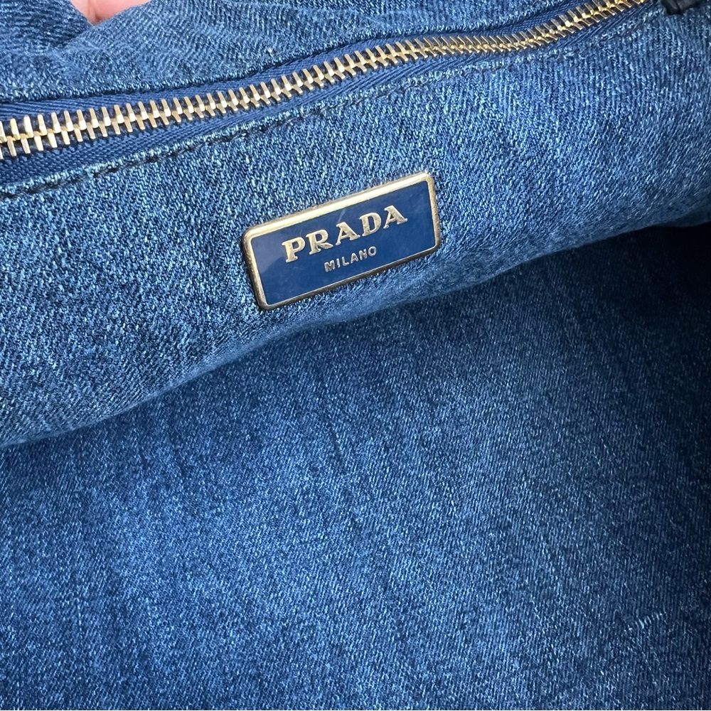 Prada Blue Denim Structured Canapa Tote - Picture 6 of 15